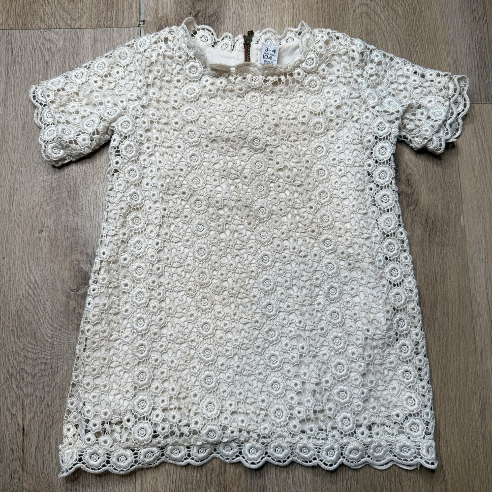 Zara Kids short-sleeve crochet lace shift dress With Lining 3-4
